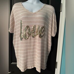 Lane Bryant Striped Sequin Love Top